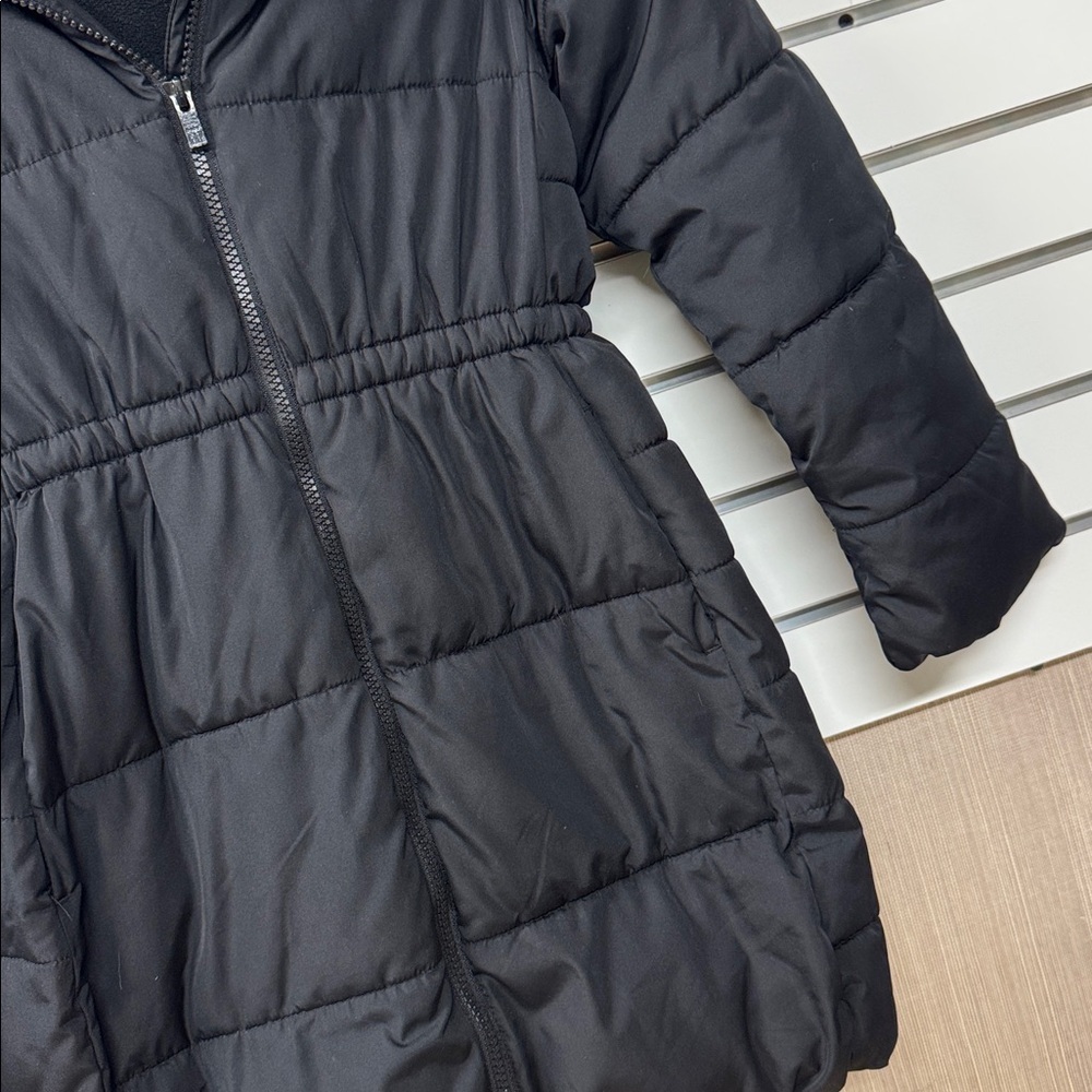 GAP Kids Black Puffer Cold Control Max Coat Faux Fur Trimmed Hood size large - Picture 2 of 7